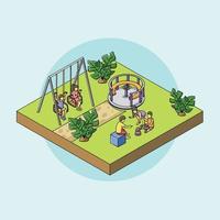 People Children Activity Theme With Isometric Concept vector