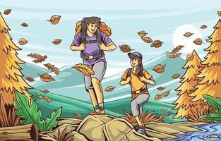 Fall Outdoor Activity Hiking Concept vector