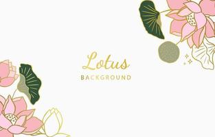 Golden pink lotus background. Line art design for postcard, invitation ,presentation vector