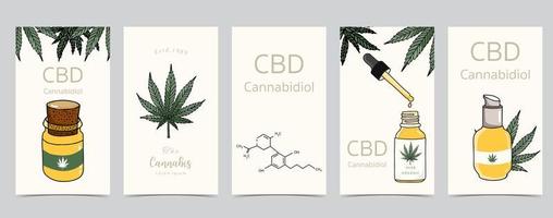 Collection of green cannabis background vector