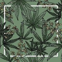 Collection of green cannabis background vector