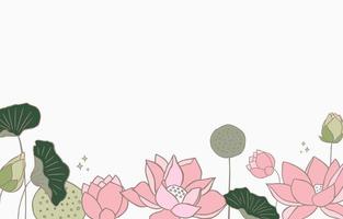 Golden pink lotus background. Line art design for postcard, invitation ,presentation vector
