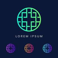 colorful abstract circle in square logo design, Unique Icon Modern Monogram vector