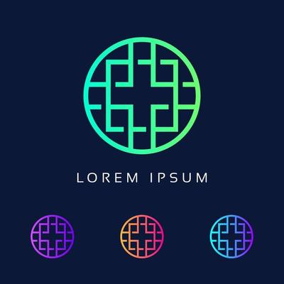 colorful abstract circle in square logo design, Unique Icon Modern Monogram
