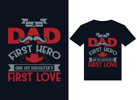 Dad Son and Daughter Love T-shirts Design vector typography illustrations for print, illustrator minimum format version 10 supportable Eps file with high resolution.
