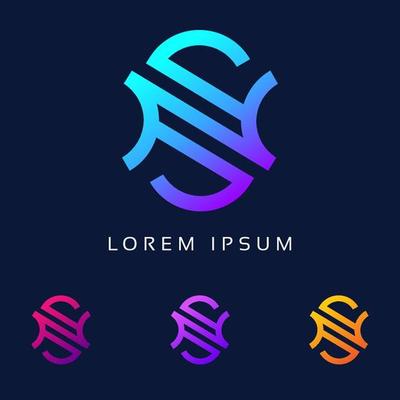 Initial letter NS SN minimalist art logo template elements Colorful graphic