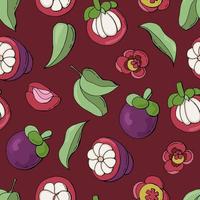 Mangosteen fruit seamless pattern. Design for fabrics, textiles, wallpaper, packaging, cafes. vector