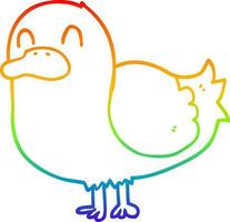 rainbow gradient line drawing cartoon duck vector