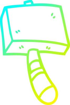 cold gradient line drawing cartoon wood hammer