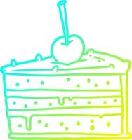 cold gradient line drawing tasty chocolate cake vector