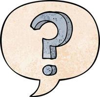 cartoon question mark and speech bubble in retro texture style vector