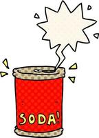 cartoon soda can and speech bubble in comic book style vector