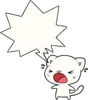 cute cartoon cat crying and speech bubble vector