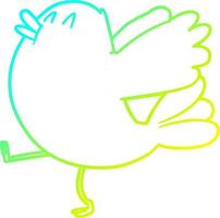 línea de gradiente frío dibujo pájaro aleteo de dibujos animados vector
