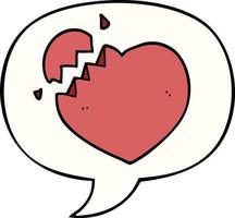 cartoon broken heart and speech bubble vector