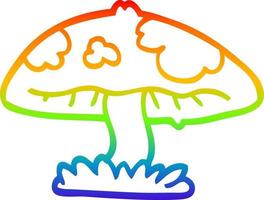 rainbow gradient line drawing cartoon mushroom vector