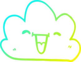 cold gradient line drawing cartoon happy grey cloud vector