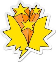 cartoon shooting stars and speech bubble sticker vector