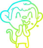 cold gradient line drawing crazy cartoon monkey vector