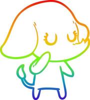 rainbow gradient line drawing cute cartoon elephant vector