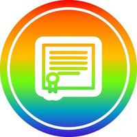 certificado de diploma circular en el espectro del arco iris vector