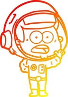 warm gradient line drawing cartoon surprised astronaut vector