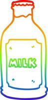 rainbow gradient line drawing cartoon milk bottle vector