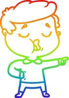 rainbow gradient line drawing cartoon man talking vector