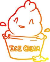 warm gradient line drawing cute ice cream vector