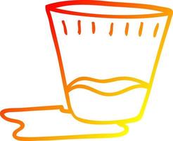 warm gradient line drawing cartoon spilt drink vector