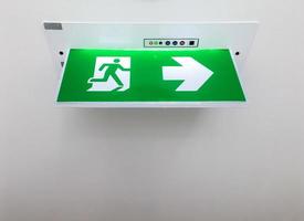 Fire exit sign with lighting. photo