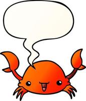 cartoon crab and speech bubble in smooth gradient style vector