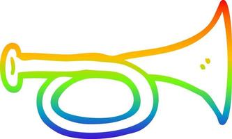 rainbow gradient line drawing cartoon brass horn vector