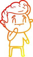 warm gradient line drawing happy cartoon man vector