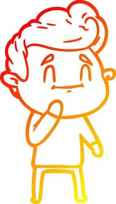 warm gradient line drawing happy cartoon man