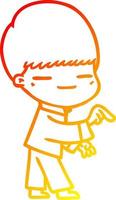 warm gradient line drawing cartoon smug boy vector