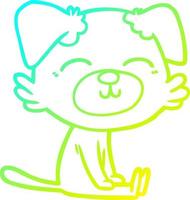cold gradient line drawing cartoon dog vector