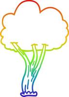 rainbow gradient line drawing cartoon blooming tree vector