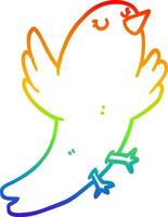 rainbow gradient line drawing cartoon bird vector