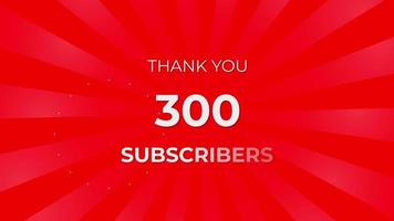 Thank you 300 Subscribers Text on Red Background with Rotating White Rays video