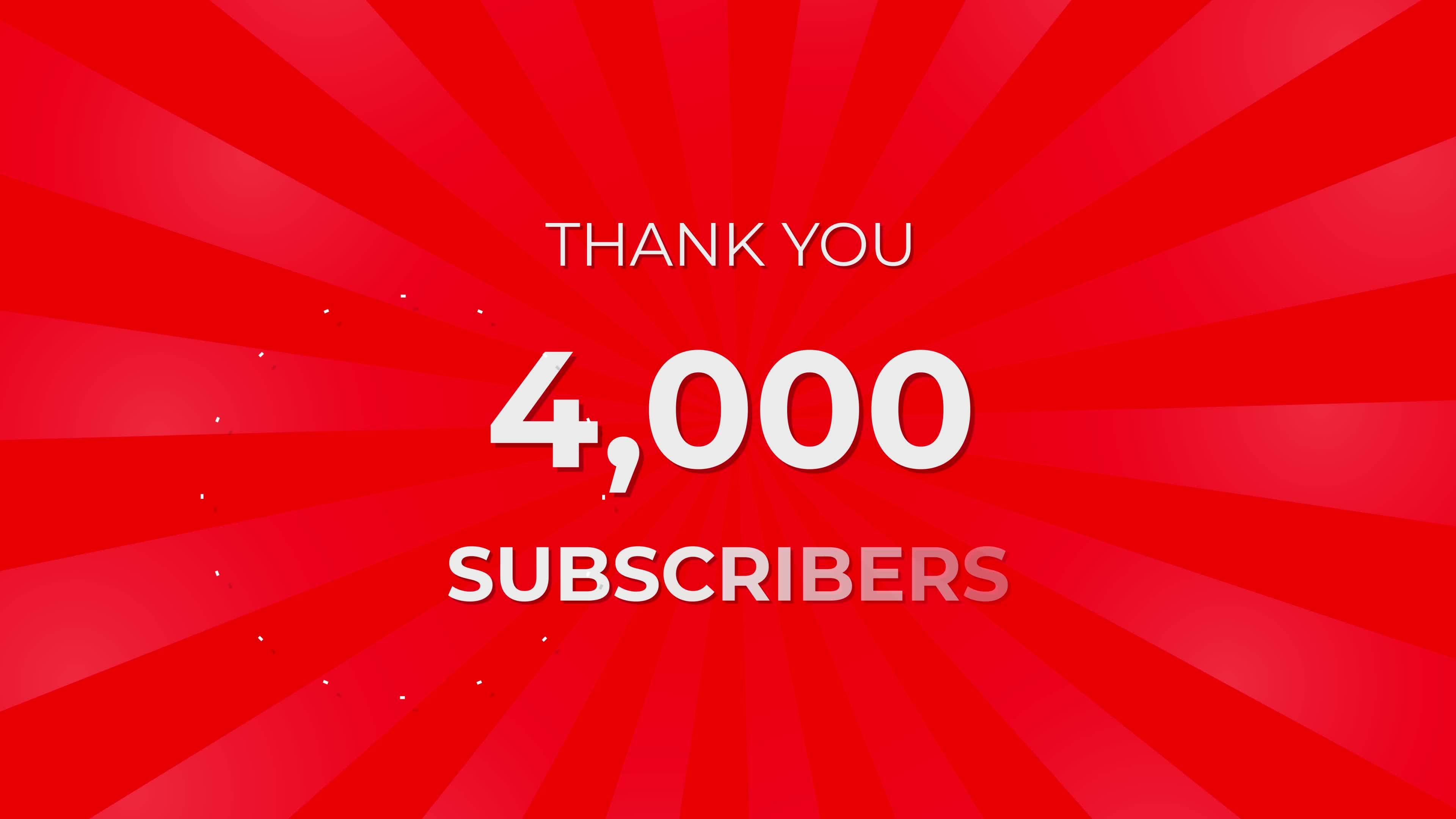 Thank you 4000 Subscribers Text on Red Background with Rotating White