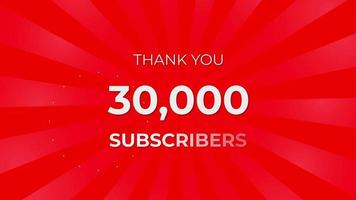 Thank you 30,000 Subscribers Text on Red Background with Rotating White Rays video