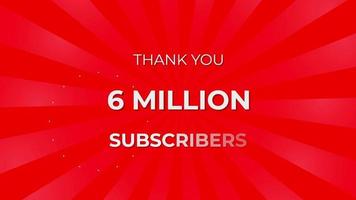 Thank you 6 Million Subscribers Text on Red Background with Rotating White Rays