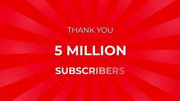 Thank you 5 Million Subscribers Text on Red Background with Rotating White Rays video