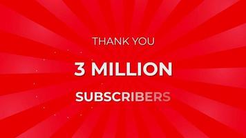 Thank you 3 Million Subscribers Text on Red Background with Rotating White Rays