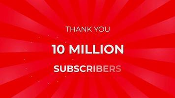 Thank you 10 Million Subscribers Text on Red Background with Rotating White Rays