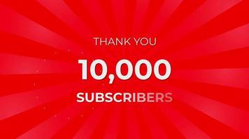 Thank you 10,000 Subscribers Text on Red Background with Rotating White Rays video