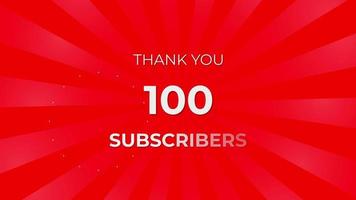 Thank you 100 Subscribers Text on Red Background with Rotating White Rays video