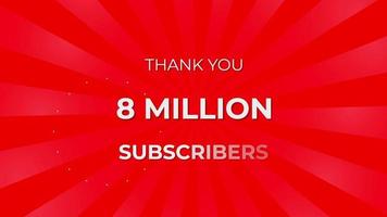 Thank you 8 Million Subscribers Text on Red Background with Rotating White Rays video