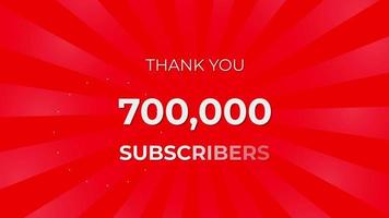 Thank you 700,000 Subscribers Text on Red Background with Rotating White Rays video